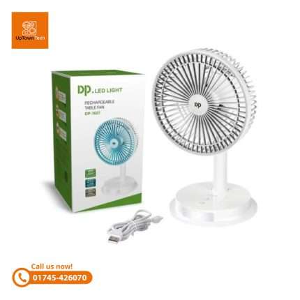 DP 7627 Rechargeable Portable USB Fan with LED